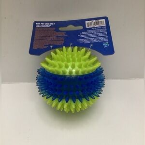 Nerf Dog - Green/Blue 2.5” Small Light Up Spike Ball ~ Squeaky Dog Toy